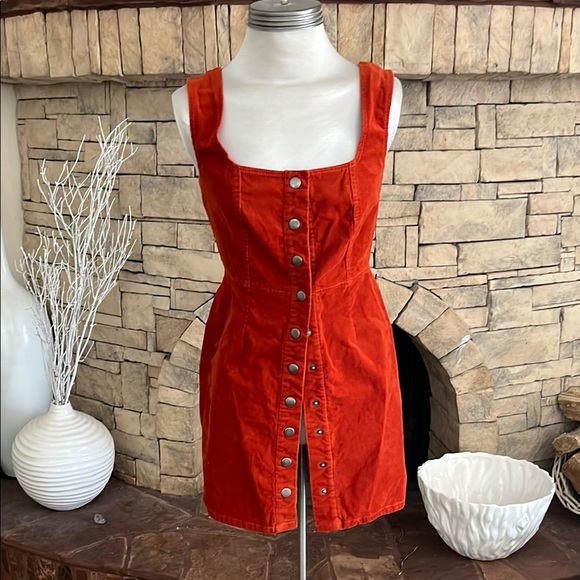 Urban Outfitters Dresses & Skirts - Urban Outfitters Women's Orange Snap-Front Jumper Dress Size 4